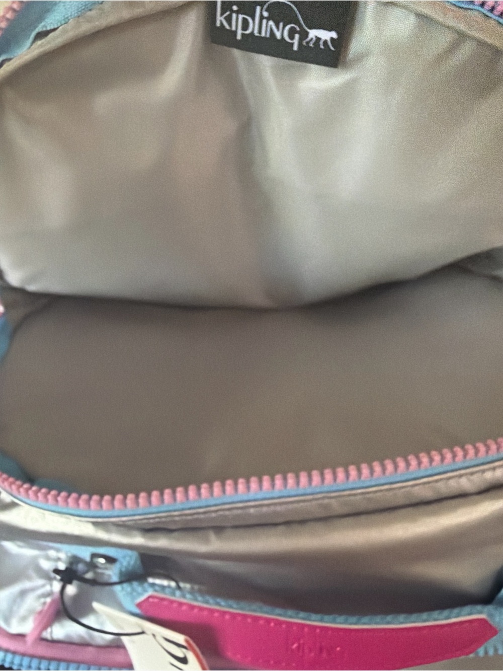 Kipling Seoul XL Backpack & Garri Pencil Case Set Silver Metallic Pop, School - Picture 10 of 15